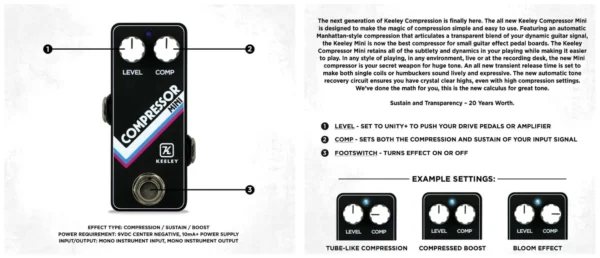 Keeley | Compressor Mini 壓縮效果器 | 自動混合與 2 旋鈕直覺控制