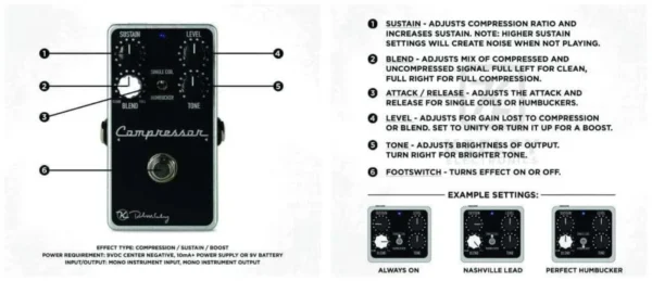 Keeley Electronics | Compressor Plus 壓縮效果器｜Blend、Tone 與單雙線圈切換
