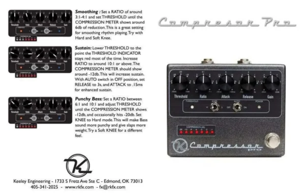 Keeley Electronics | Compressor Pro 壓縮效果器｜Attack / Release 與 Hard / Soft Knee 控制