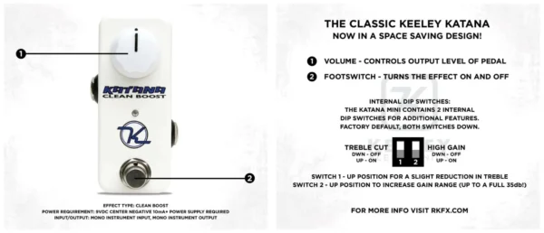 keeley_mini_katana-4 Keeley Electronics | Mini Katana Clean Boost 增益效果器|35dB Boost 與 4 種模式切換